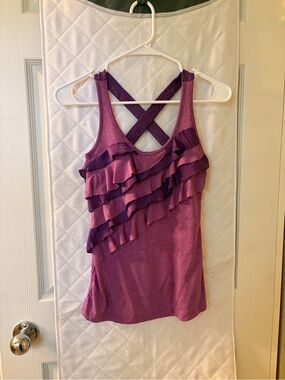 Kirra Purple Layered Ruffle Crossback Tank Top